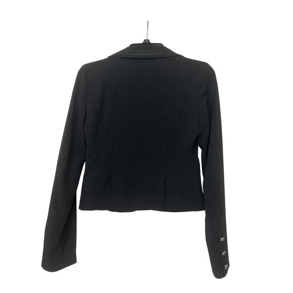 Guess Y2K Black Fitted Crop Blazer w/ Metallic Pinstripe & Corset Seaming Small - Picture 4 of 16